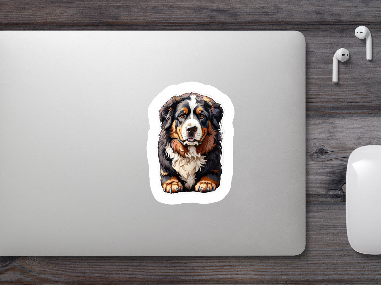 Set 12 bucati, Sticker decorativ, Caine Bernese de munte, Rezistent la apa, NO2384, 6 cm, Multicolor