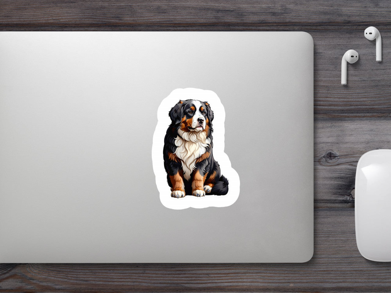 Set 12 bucati, Sticker decorativ, Caine Bernese de munte, Rezistent la apa, NO2385, 6 cm, Multicolor