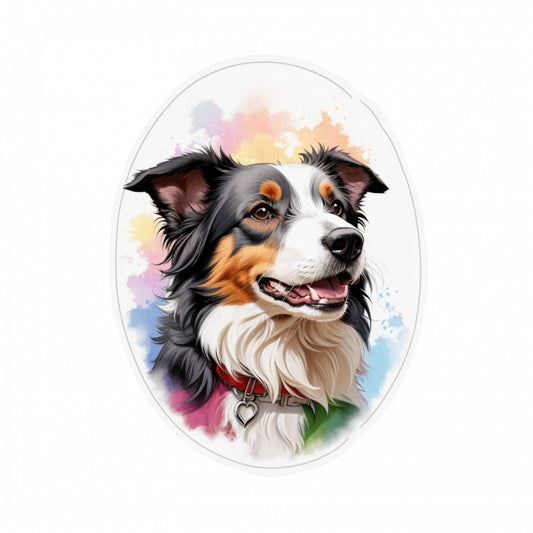 Set 12 bucati, Sticker decorativ, Caine Border collie, Rezistent la apa, NO2603, 6 cm, Multicolor