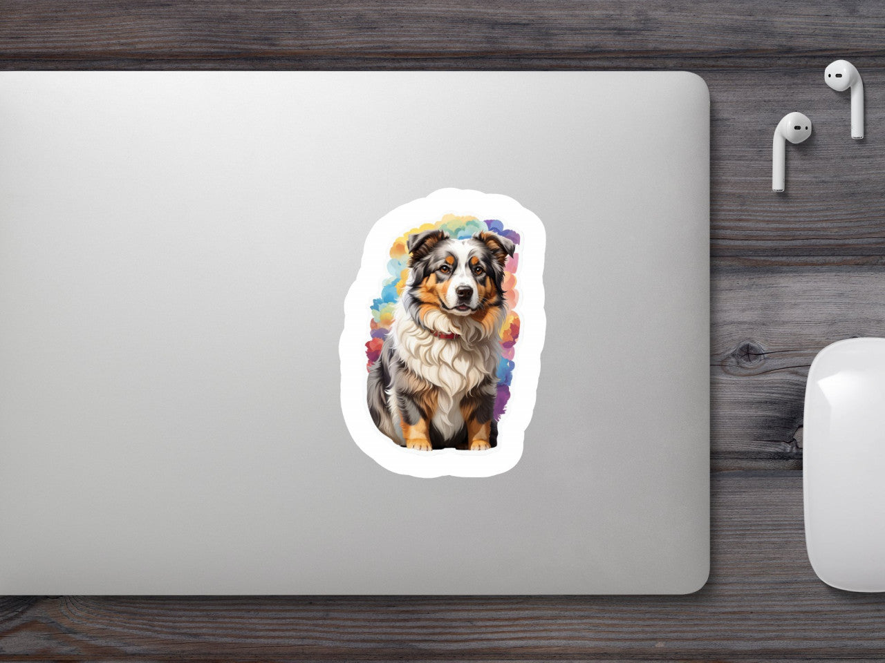 Set 12 bucati, Sticker decorativ, Caine ciobanesc australian Shepherd dog, Rezistent la apa, NO2463, 6 cm, Multicolor