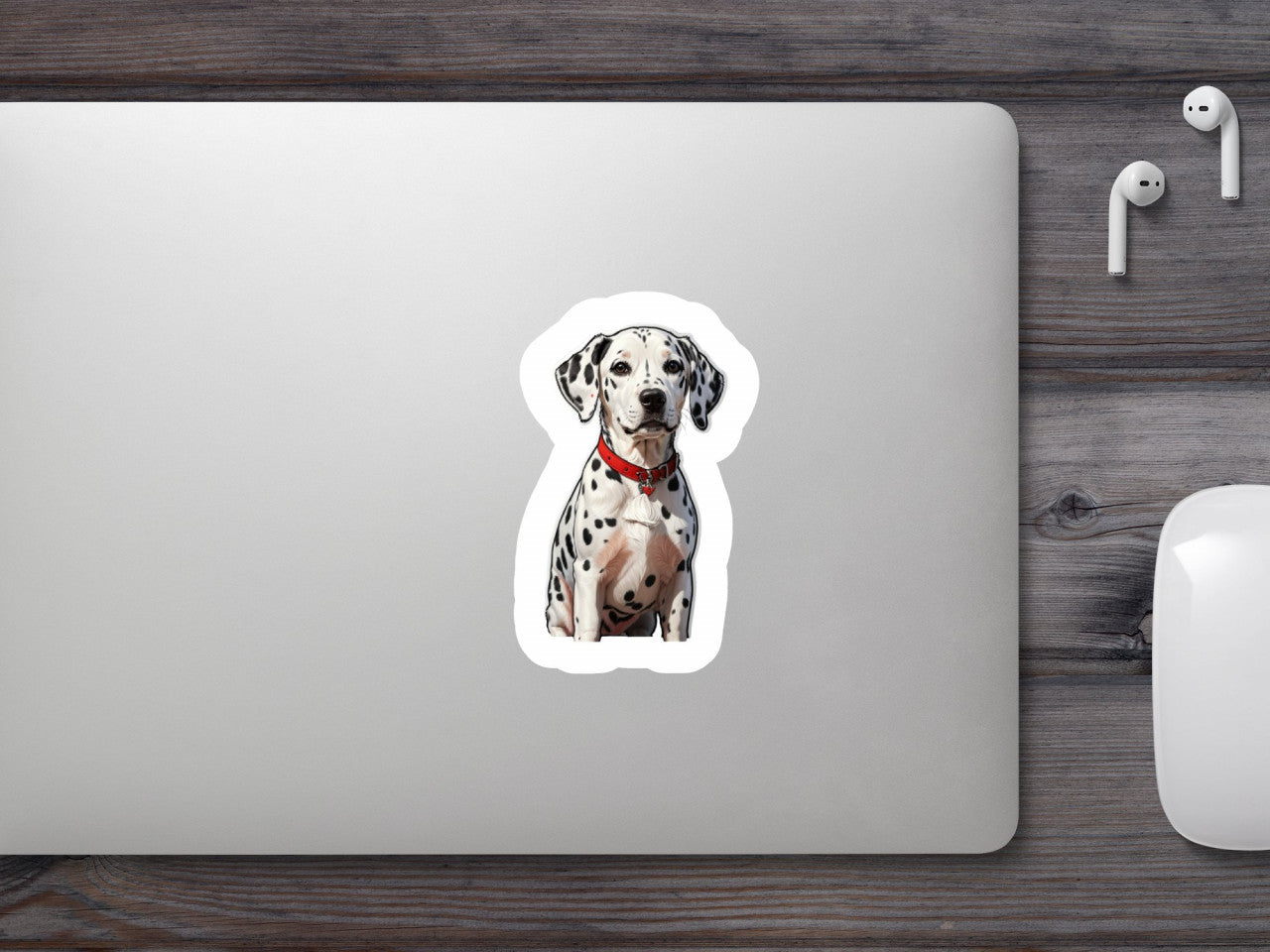 Set 12 bucati, Sticker decorativ, Caine Dalmatian cu zgarda, Rezistent la apa, NO2811, 6 cm, Multicolor
