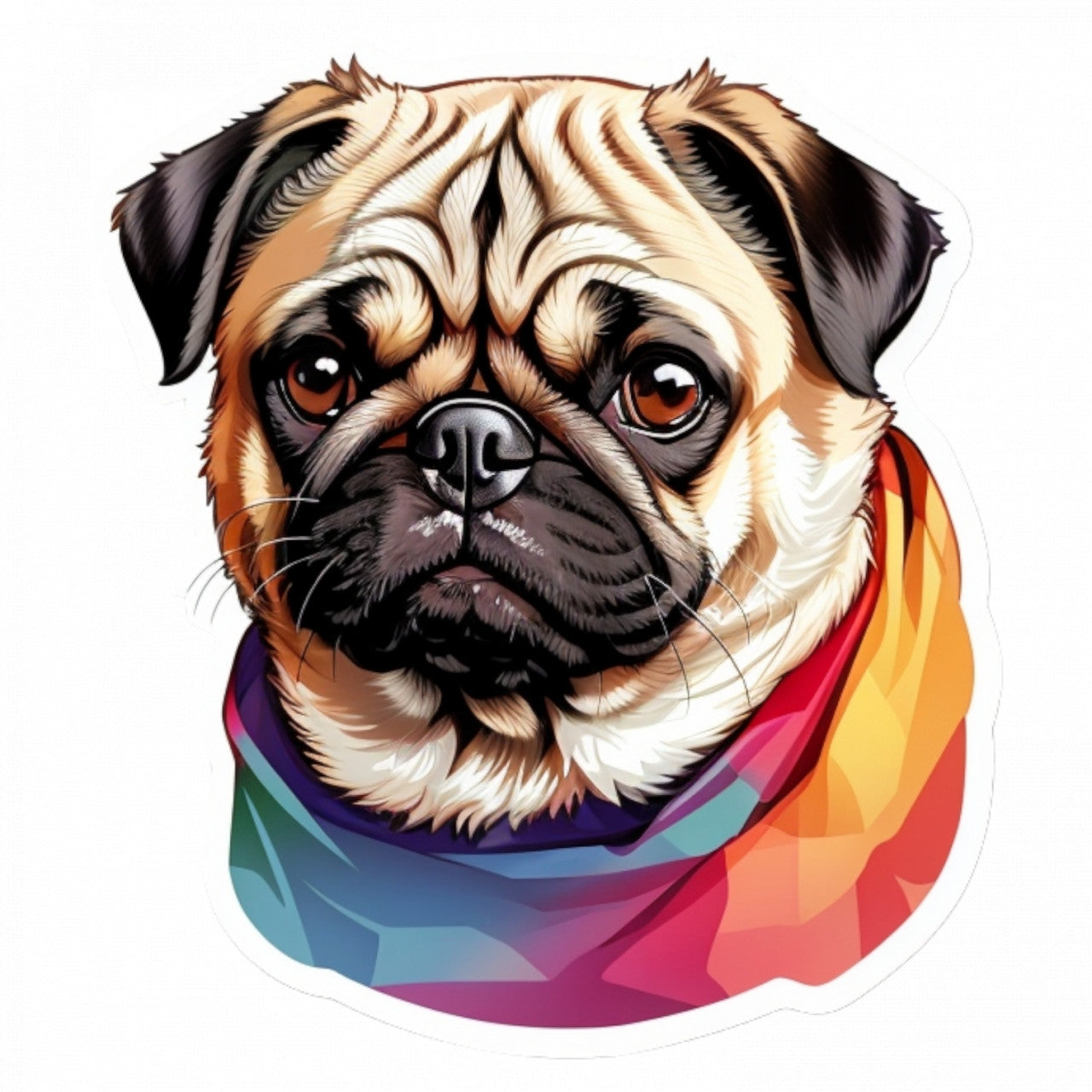 Set 12 bucati, Sticker decorativ, Caine Mops, Rezistent la apa, NO3467, 6 cm, Multicolor