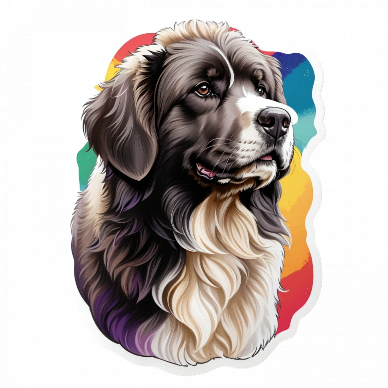 Set 12 bucati, Sticker decorativ, Caine Newfoundland, Rezistent la apa, NO3305, 6 cm, Multicolor