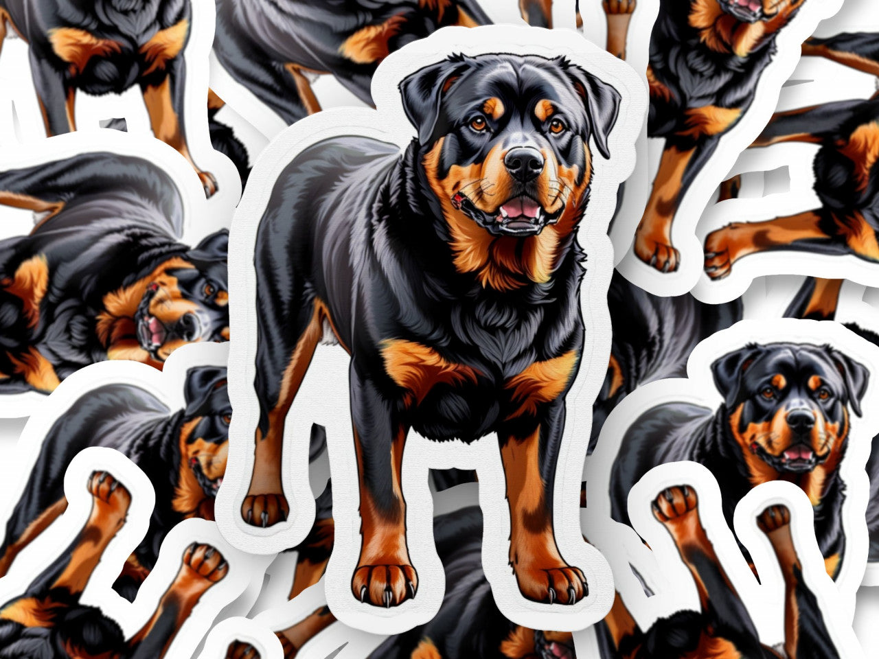Set 12 bucati, Sticker decorativ, Caine Rottweiler, Rezistent la apa, NO3501, 6 cm, Multicolor