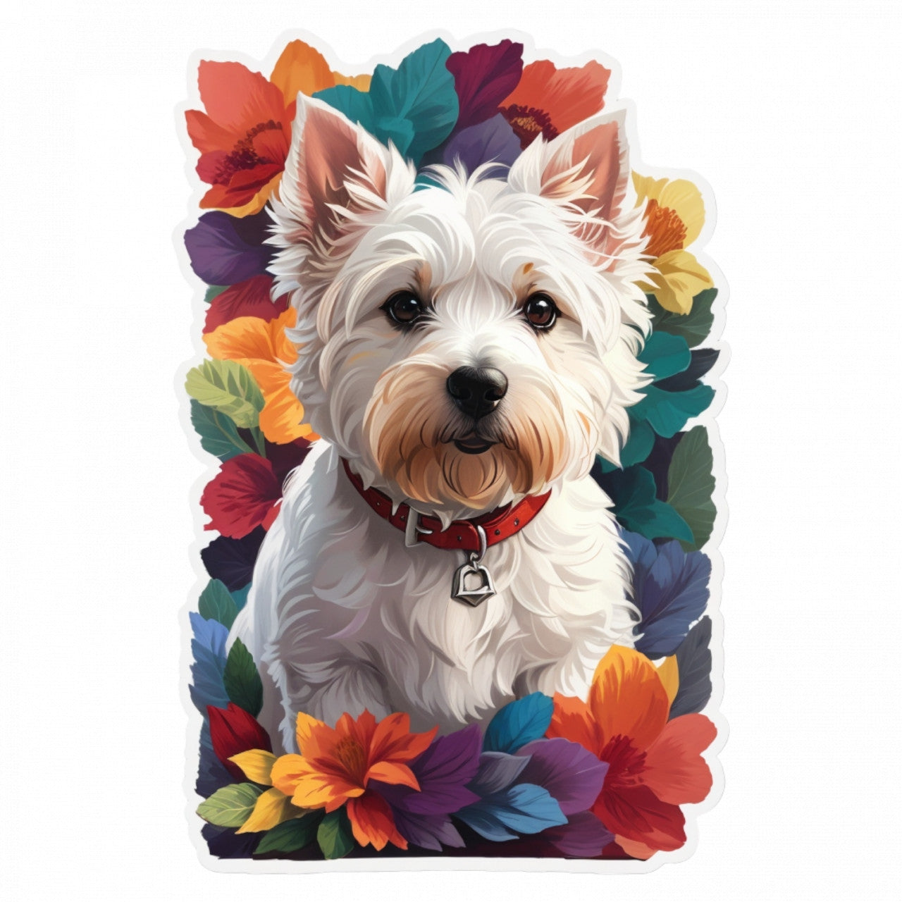 Set 12 bucati, Sticker decorativ, Caine West highland terrier, Rezistent la apa, NO3719, 6 cm, Multicolor