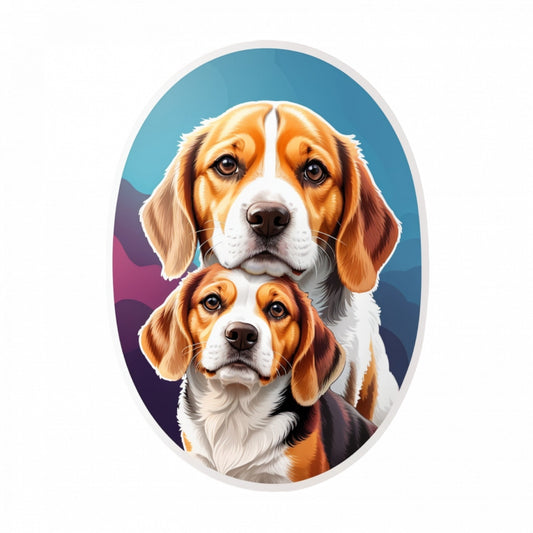 Set 12 bucati, Sticker decorativ, Caini Beagles iubitori, Rezistent la apa, NO2419, 6 cm, Multicolor