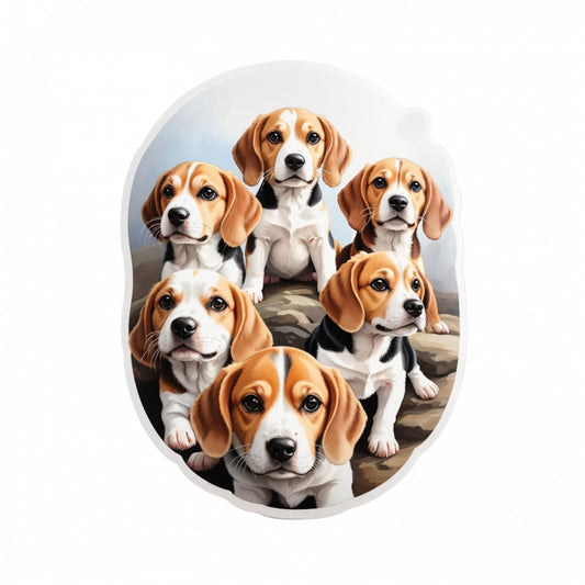 Set 12 bucati, Sticker decorativ, Caini Beagles, Rezistent la apa, NO2420, 6 cm, Multicolor