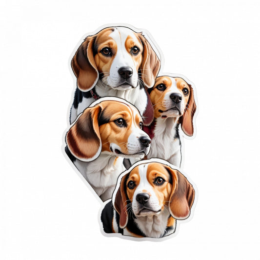 Set 12 bucati, Sticker decorativ, Caini Beagles, Rezistent la apa, NO2421, 6 cm, Multicolor