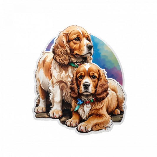 Set 12 bucati, Sticker decorativ, Caini rasa Cocker spaniel, Rezistent la apa, NO2743, 6 cm, Multicolor