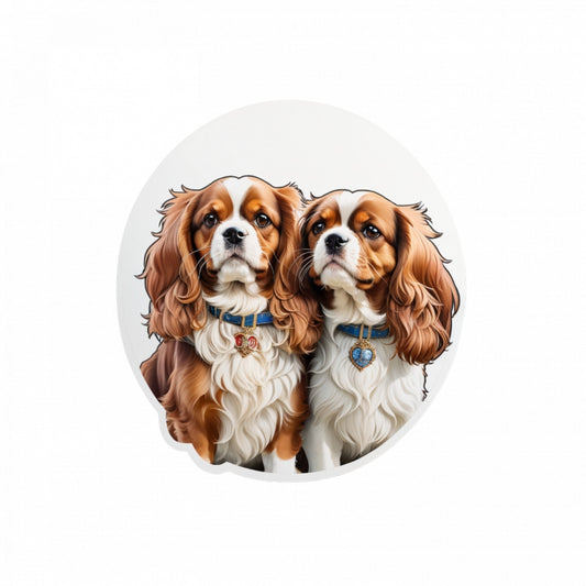 Set 12 bucati, Sticker decorativ, Caini rasa Spaniel cu medalioane, Rezistent la apa, NO2699, 6 cm, Multicolor