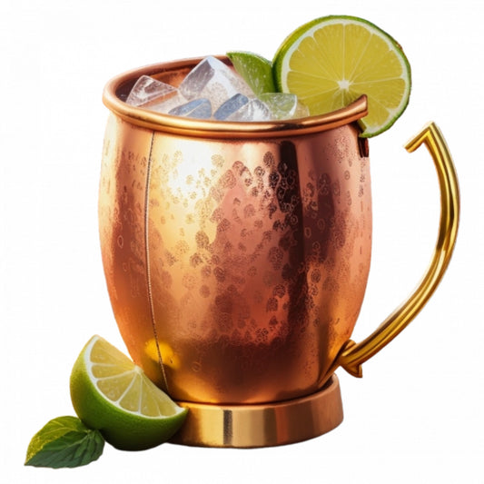 Set 12 bucati, Sticker decorativ, Cana de cupru cu cocktail Moscow Mule, Rezistent la apa, NO3275, 6 cm, Multicolor