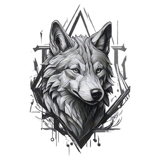 Set 12 bucati, Sticker decorativ, Cap de lup profil, Rezistent la apa, NO4304, 6 cm, Multicolor