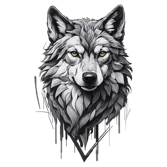 Set 12 bucati, Sticker decorativ, Cap de lup, Rezistent la apa, NO4305, 6 cm, Multicolor