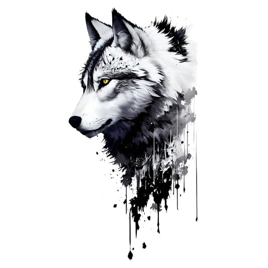 Set 12 bucati, Sticker decorativ, Cap de lup, Rezistent la apa, NO4327, 6 cm, Multicolor