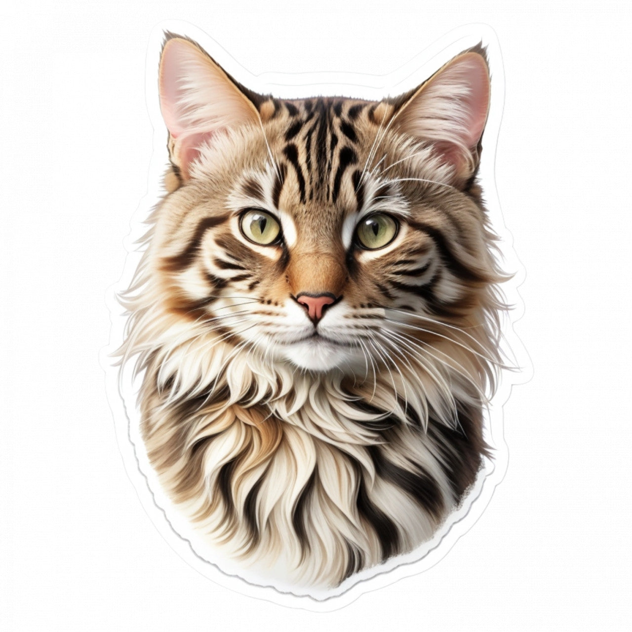 Set 12 bucati, Sticker decorativ, Cap de pisica bobtail american, Rezistent la apa, NO2556, 6 cm, Multicolor