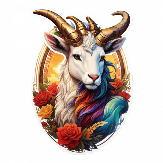 Set 12 bucati, Sticker decorativ, Capra simbol zodia capricorn, Rezistent la apa, NO2686, 6 cm, Multicolor