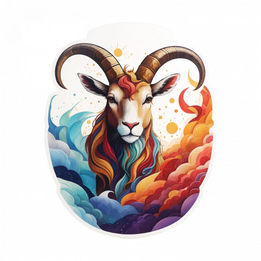 Set 12 bucati, Sticker decorativ, Capra simbol zodia capricorn, Rezistent la apa, NO2687, 6 cm, Multicolor
