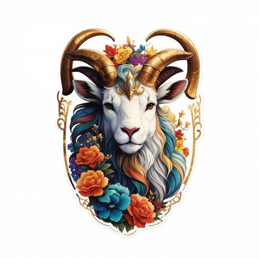 Set 12 bucati, Sticker decorativ, Capra simbol zodia capricorn, Rezistent la apa, NO2688, 6 cm, Multicolor