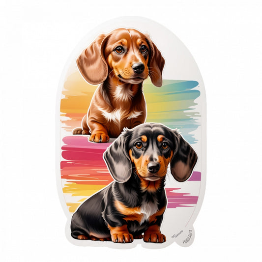 Set 12 bucati, Sticker decorativ, Catei Teckel, Rezistent la apa, NO2791, 6 cm, Multicolor