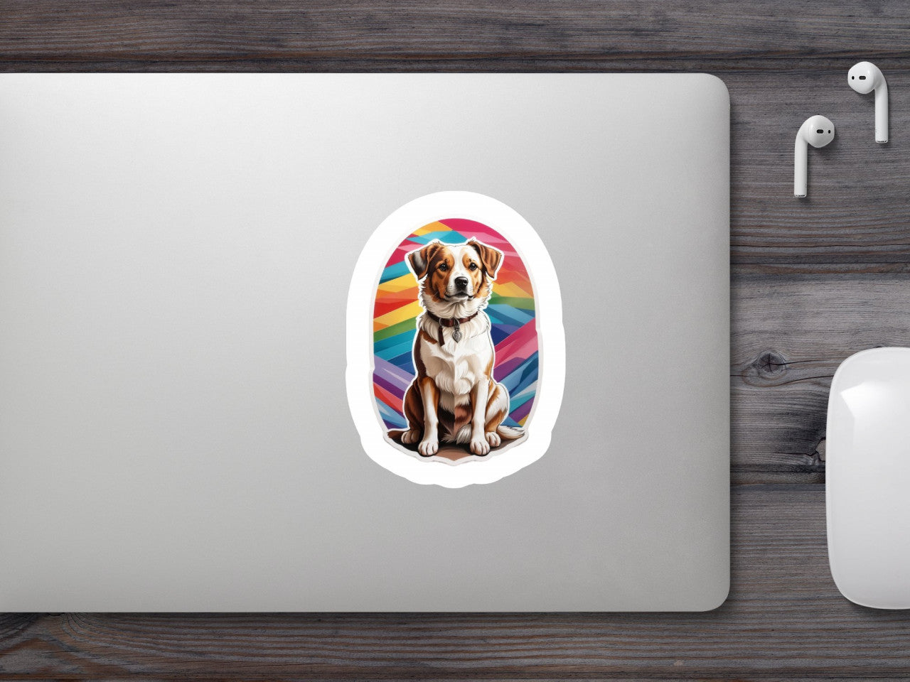 Set 12 bucati, Sticker decorativ, Catel brittany cu medalion, Rezistent la apa, NO2629, 6 cm, Multicolor