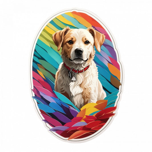 Set 12 bucati, Sticker decorativ, Catel brittany cu zgarda, Rezistent la apa, NO2626, 6 cm, Multicolor