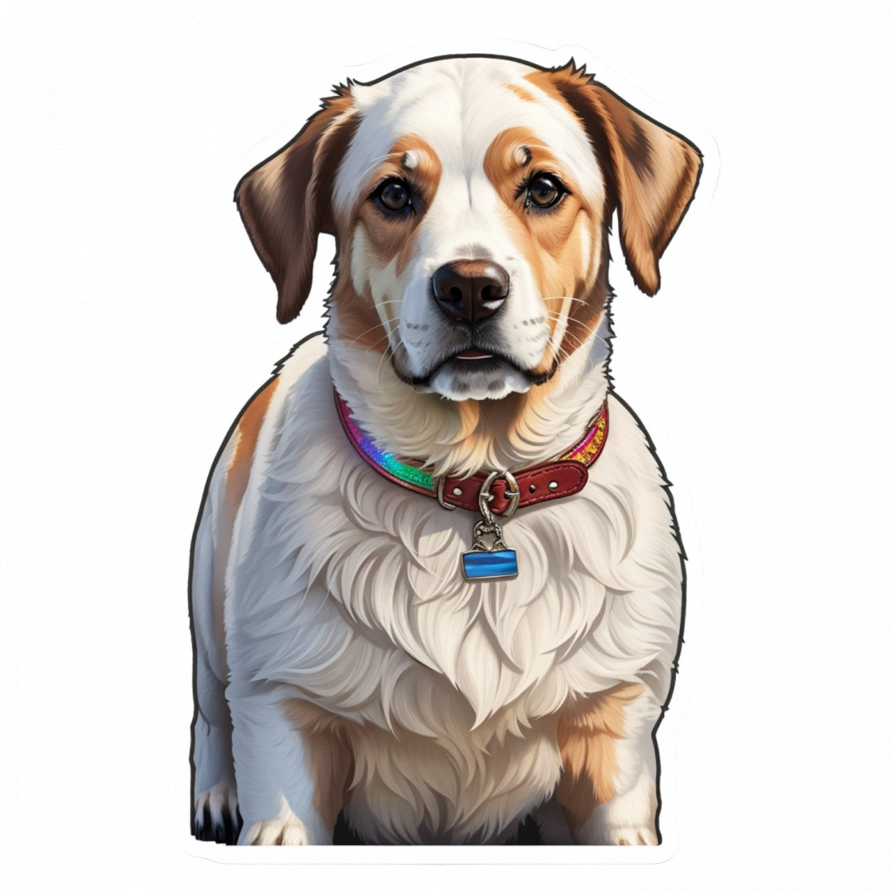 Set 12 bucati, Sticker decorativ, Catel brittany cu zgarda, Rezistent la apa, NO2628, 6 cm, Multicolor