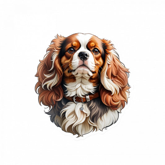 Set 12 bucati, Sticker decorativ, Catel Spaniel cu zgarda, Rezistent la apa, NO2696, 6 cm, Multicolor