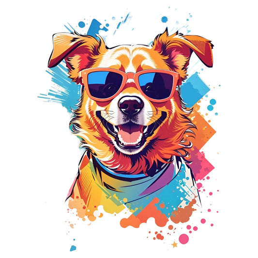 Set 12 bucati, Sticker decorativ, Catelul sic cu ochelari, Rezistent la apa, NO3996, 6 cm, Multicolor