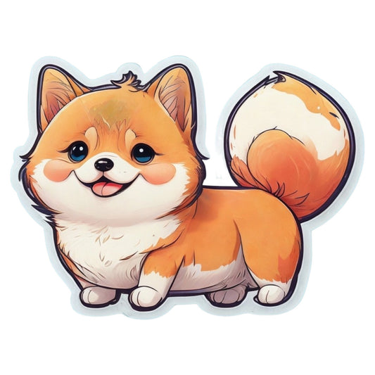 Set 12 bucati, Sticker decorativ, Catelus Shiba Inu, Rezistent la apa, NO4579, 6 cm, Multicolor