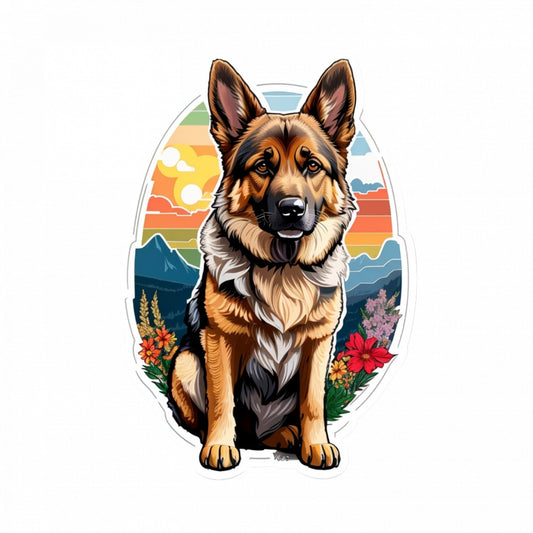 Set 12 bucati, Sticker decorativ, Ciobanesc german, Rezistent la apa, NO2954, 6 cm, Multicolor