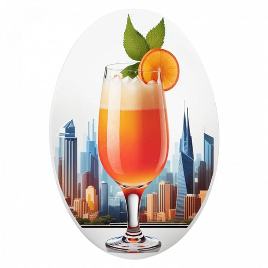 Set 12 bucati, Sticker decorativ, Cocktail cu menta si portocale, Rezistent la apa, NO2399, 6 cm, Multicolor