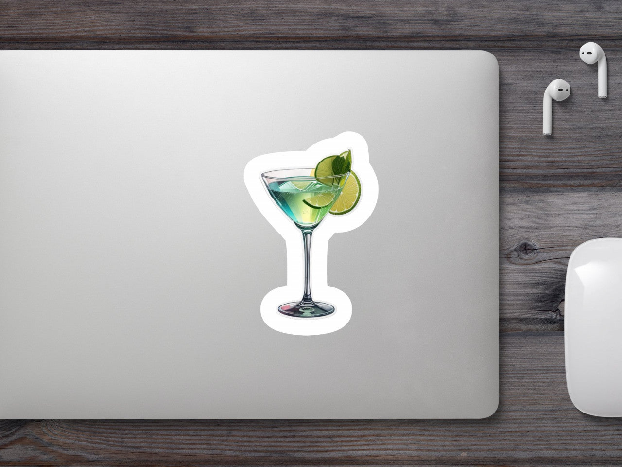 Set 12 bucati, Sticker decorativ, Cocktail gimlet cu lime, Rezistent la apa, NO2976, 6 cm, Multicolor