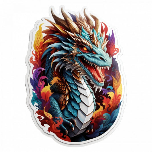Set 12 bucati, Sticker decorativ, Cragonul cu colti, Rezistent la apa, NO2843, 6 cm, Multicolor