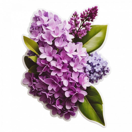 Set 12 bucati, Sticker decorativ, Creanga cu flori de liliac si frunze, Rezistent la apa, NO3157, 6 cm, Multicolor