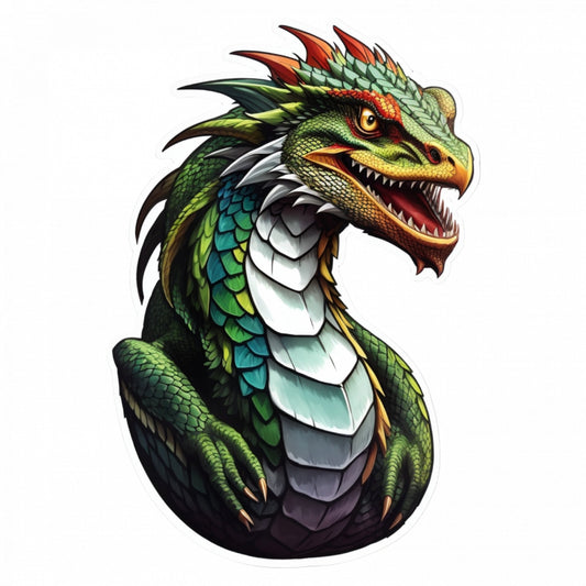 Set 12 bucati, Sticker decorativ, Creatura mitologica basilisk bust, Rezistent la apa, NO2429, 6 cm, Multicolor