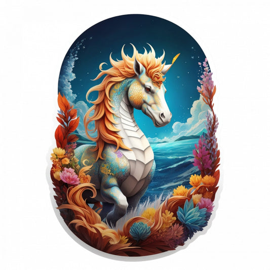 Set 12 bucati, Sticker decorativ, Creatura mitologica Hippocampus, Rezistent la apa, NO3053, 6 cm, Multicolor