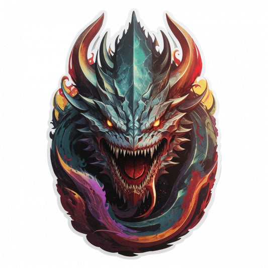 Set 12 bucati, Sticker decorativ, Demon Leviathan cu colti, Rezistent la apa, NO3151, 6 cm, Multicolor