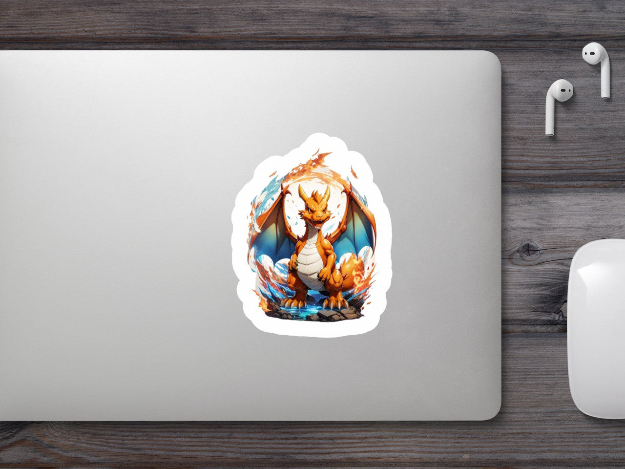 Set 12 bucati, Sticker decorativ, Dragon pokemon in valuri, Rezistent la apa, NO4367, 6 cm, Multicolor