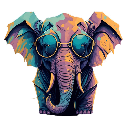 Set 12 bucati, Sticker decorativ, Elefantul stilat, Rezistent la apa, NO3866, 6 cm, Multicolor