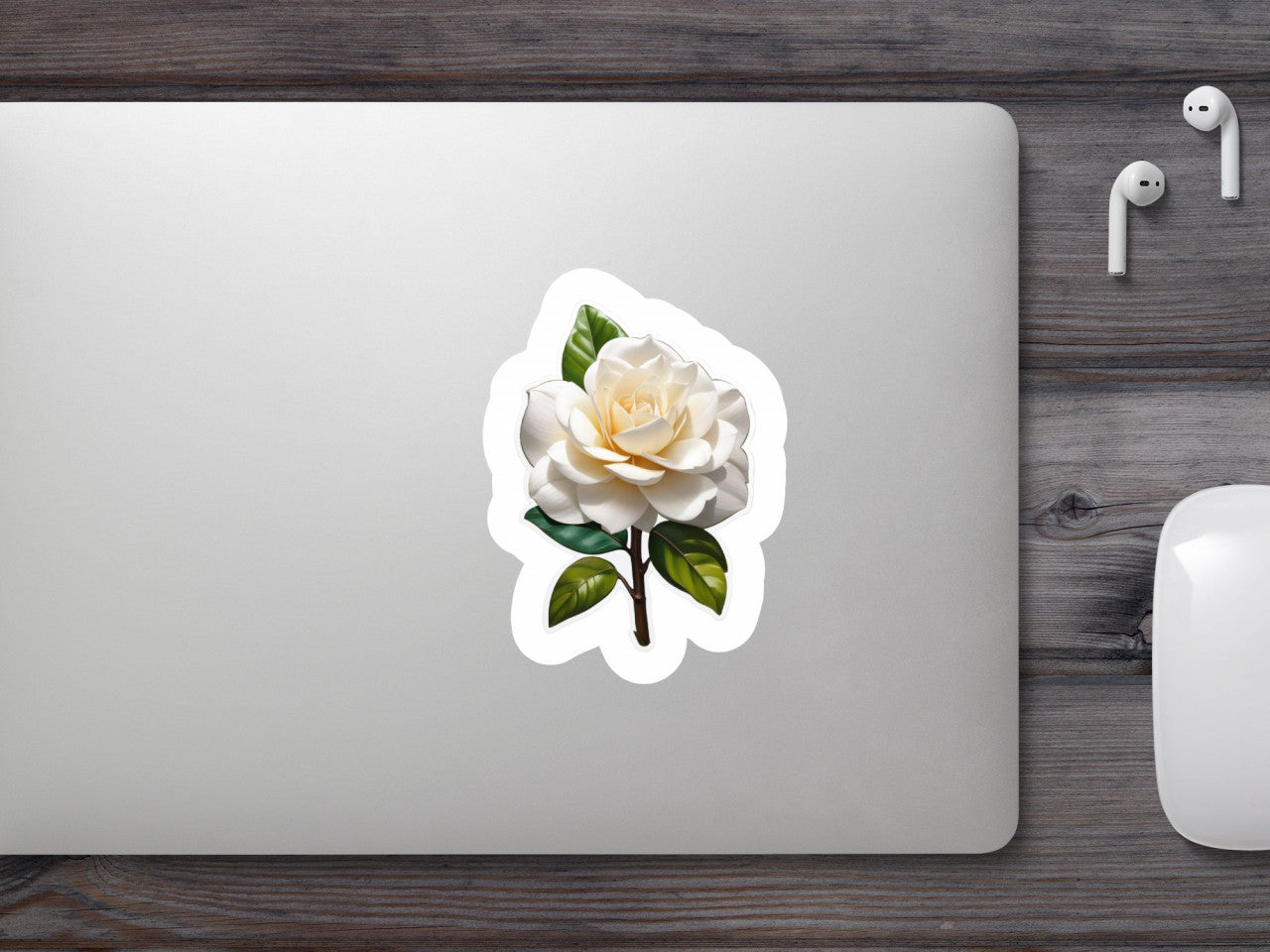 Set 12 bucati, Sticker decorativ, Floare de Gardenia , Rezistent la apa, NO2938, 6 cm, Multicolor