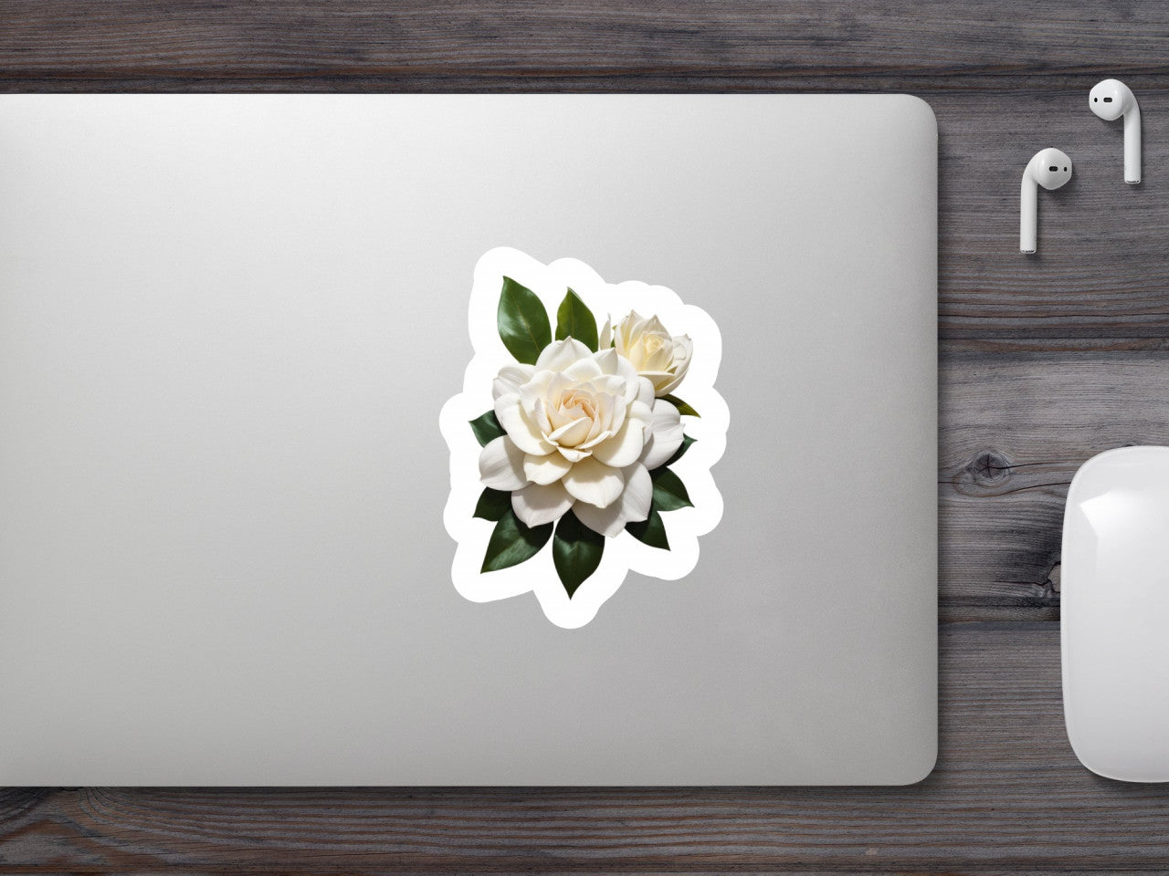 Set 12 bucati, Sticker decorativ, Floare de gardenia, Rezistent la apa, NO2935, 6 cm, Multicolor