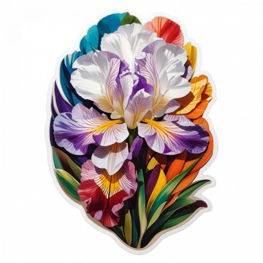 Set 12 bucati, Sticker decorativ, Floare de iris, Rezistent la apa, NO3091, 6 cm, Multicolor