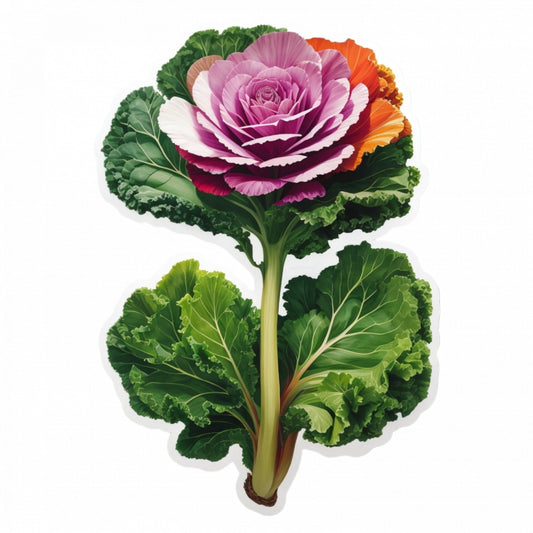 Set 12 bucati, Sticker decorativ, Floare de kale cu frunze, Rezistent la apa, NO3105, 6 cm, Multicolor