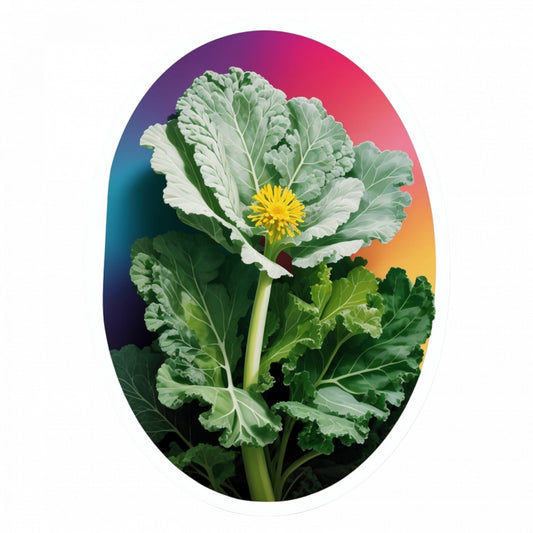 Set 12 bucati, Sticker decorativ, Floare de kale cu frunze, Rezistent la apa, NO3108, 6 cm, Multicolor