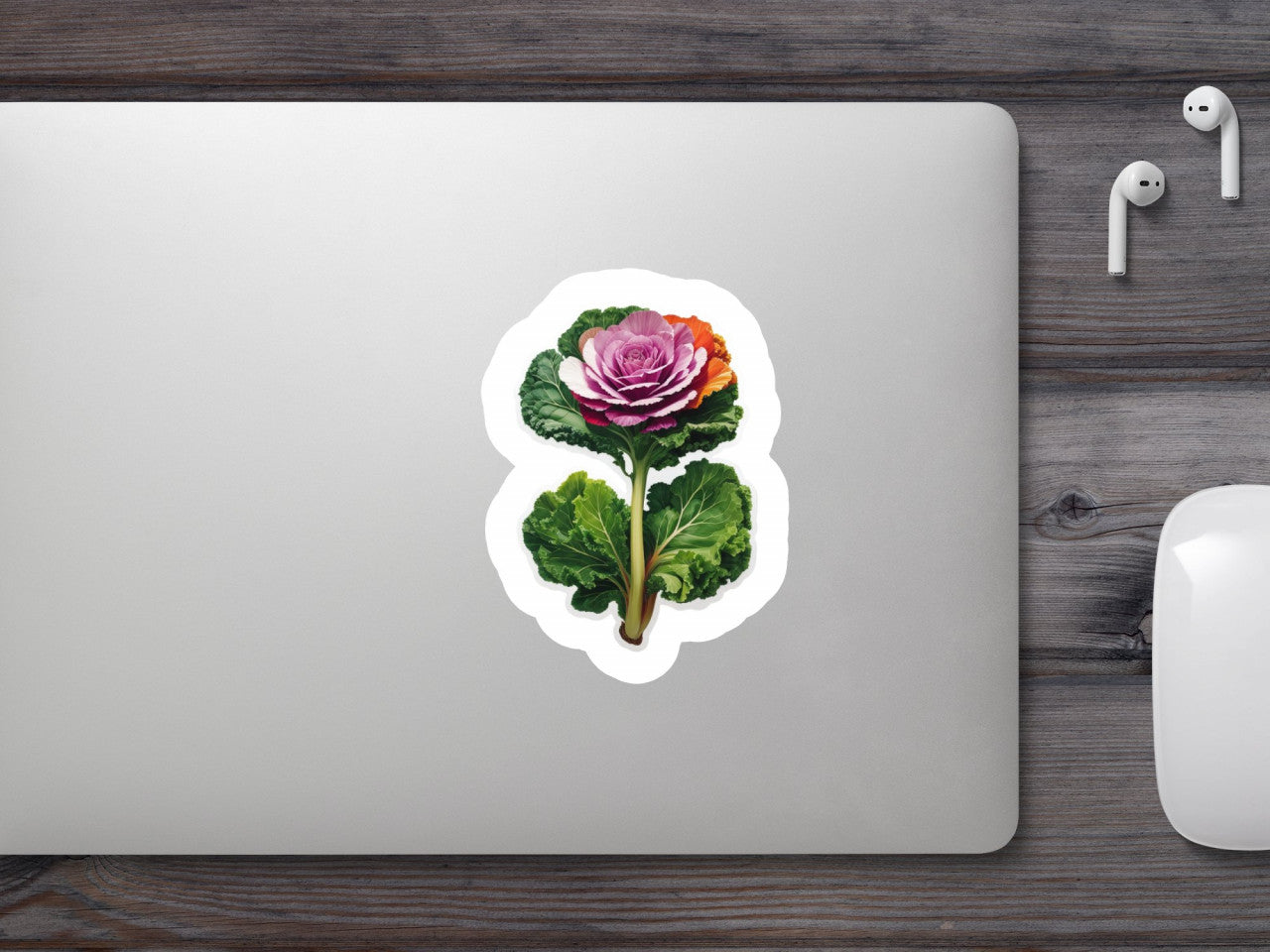 Set 12 bucati, Sticker decorativ, Floare de kale cu frunze, Rezistent la apa, NO3105, 6 cm, Multicolor