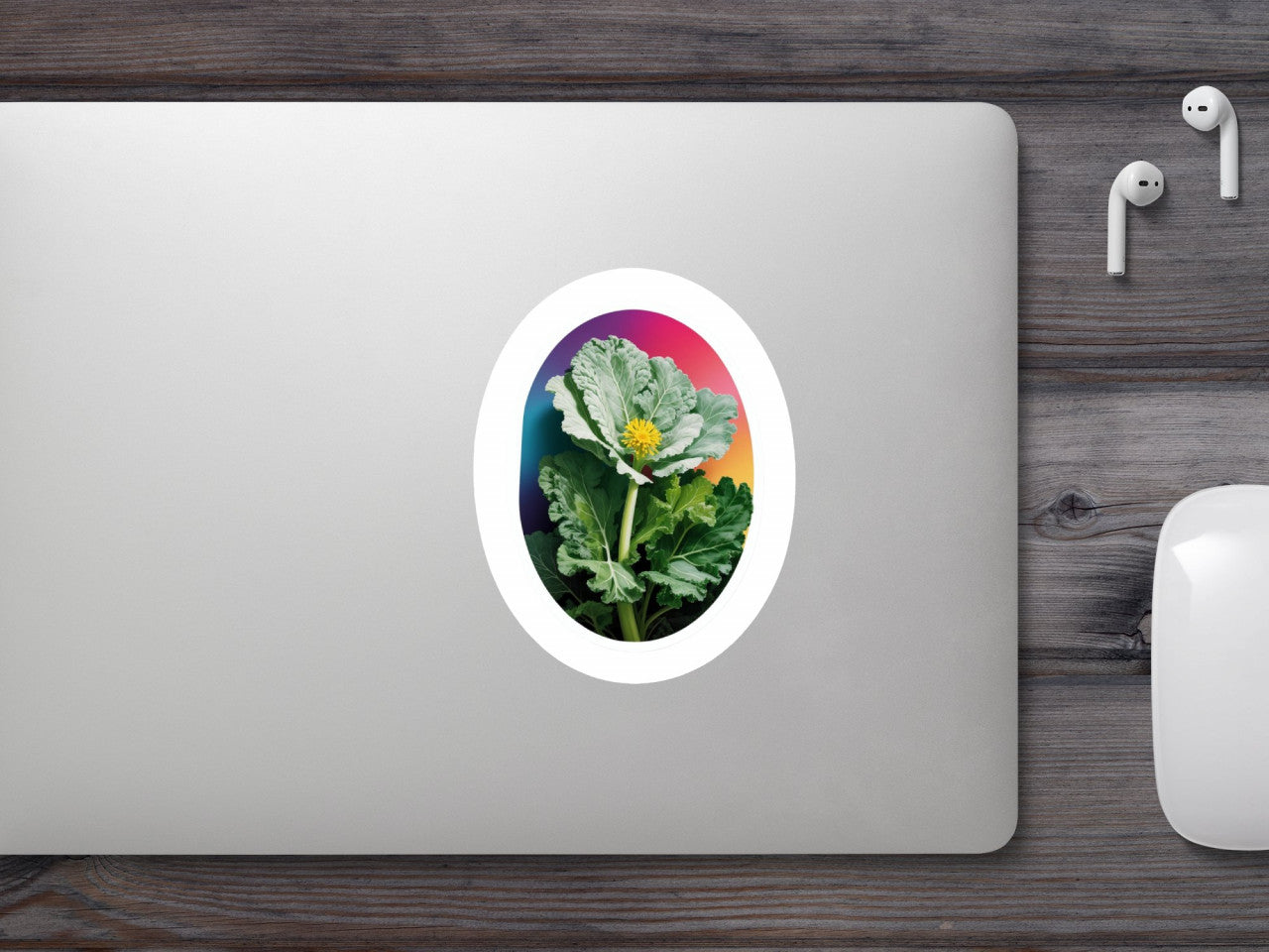 Set 12 bucati, Sticker decorativ, Floare de kale cu frunze, Rezistent la apa, NO3108, 6 cm, Multicolor
