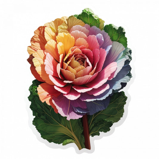Set 12 bucati, Sticker decorativ, Floare de kale, Rezistent la apa, NO3104, 6 cm, Multicolor