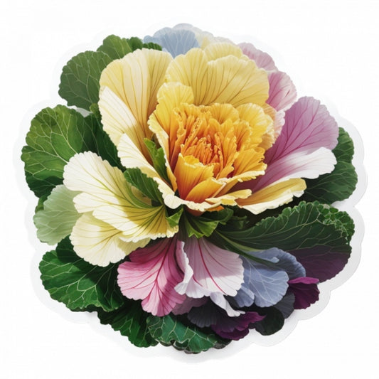 Set 12 bucati, Sticker decorativ, Floare de kale, Rezistent la apa, NO3107, 6 cm, Multicolor