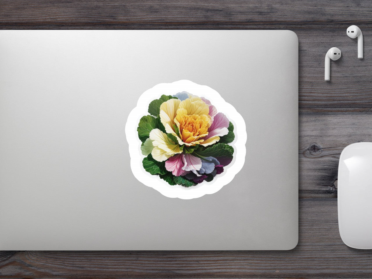 Set 12 bucati, Sticker decorativ, Floare de kale, Rezistent la apa, NO3107, 6 cm, Multicolor