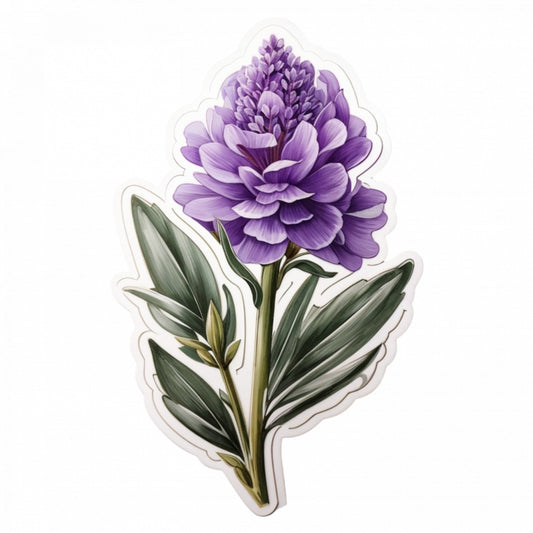 Set 12 bucati, Sticker decorativ, Floare de lavanda, Rezistent la apa, NO3134, 6 cm, Multicolor